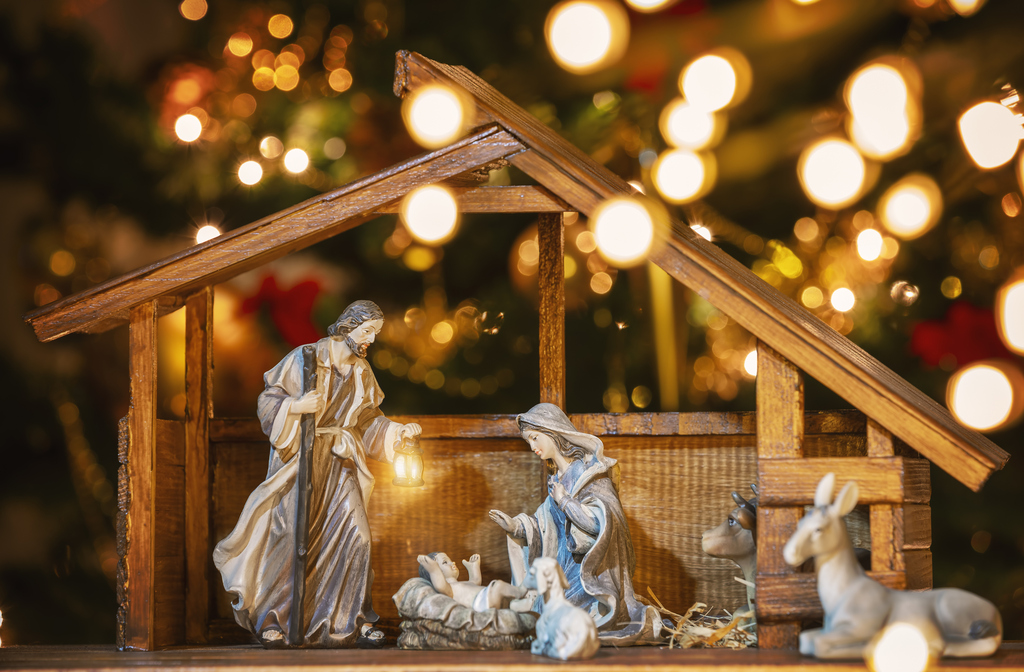 Christmas Manger scene with figurines